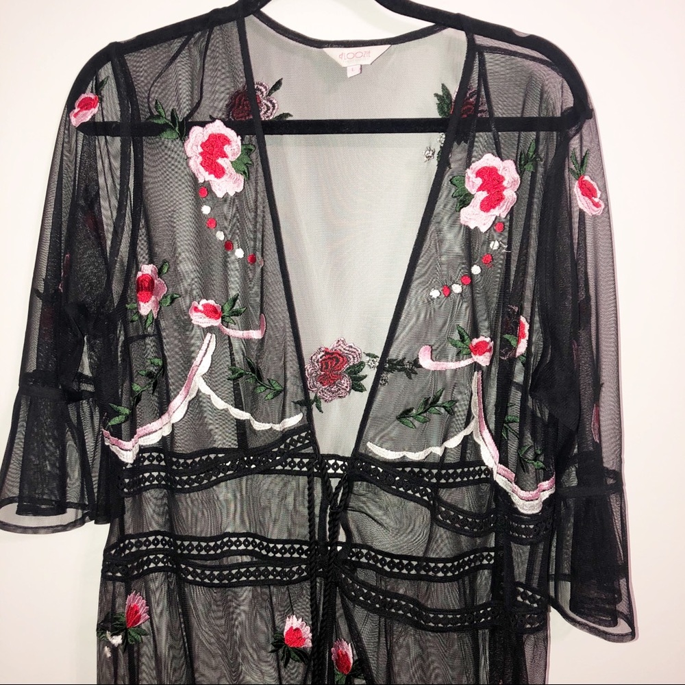 ASOS large black embroidered beach cover up.